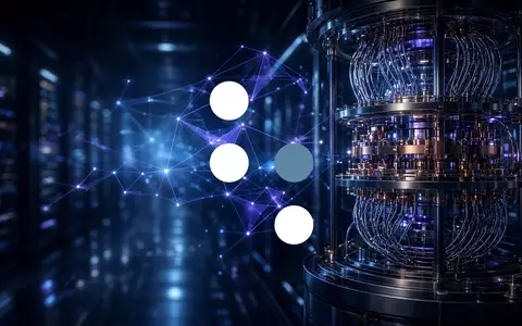 Abstraktes, futuristisches Quantencomputer-Serverraum-Interieur mit blauer Beleuchtung und technischer Ästhetik. - Foto: über boerse-global.de