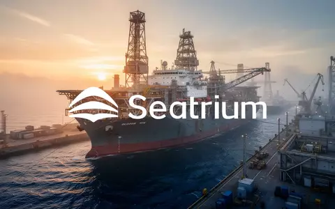Industrielles Offshore-Energieschiff bei Sonnenuntergang in einer Werft, symbolisiert maritime Ingenieurskunst. - Foto: über boerse-global.de