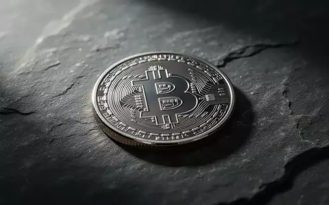 Eine einzelne Bitcoin-Münze auf einer kühlen, grauen Steinoberfläche bei dramatischem Seitenlicht. - Foto: über boerse-global.de