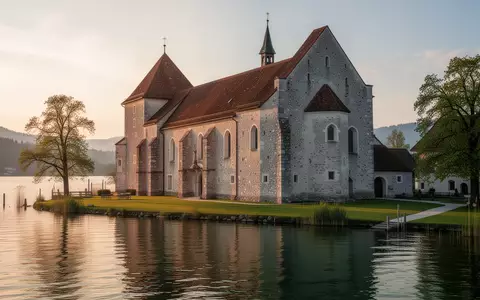 Historische Steinarchitektur und ruhige AuĂenanlagen des Klosters Frauenwörth auf der Fraueninsel im Chiemsee. - Foto: ĂŒber boerse-global.de