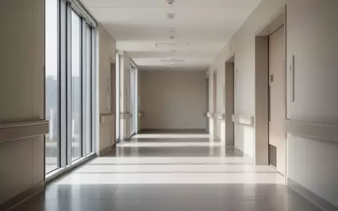 Ein ruhiger, moderner Krankenhausflur mit natürlichem Lichteinfall und minimalistischer Architektur. - Foto: über boerse-global.de