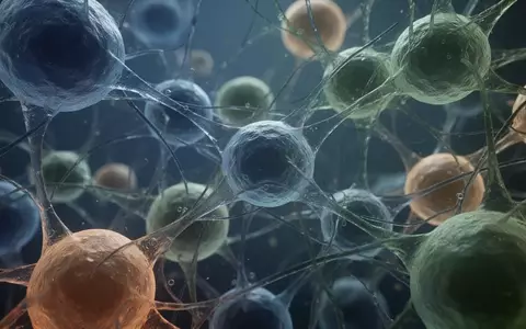 Abstrakte, mikroskopische Aufnahme eines komplexen, vernetzten biologischen Systems mit filigranen Strukturen. - Foto: über boerse-global.de