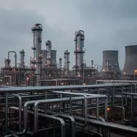 Industrielle Chemieanlagen mit weitläufigen Rohrsystemen und Destillationstürmen bei Dämmerung. - Foto: über boerse-global.de