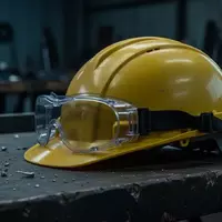 Symbolbild: Schutzhelm und Schutzbrille auf einer Werkbank - Foto: über boerse-global.de