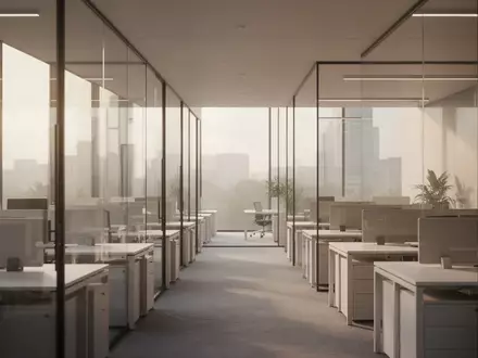 Modernes, leeres Großraumbüro mit neutralem Design und natürlichem Lichteinfall. - Foto: über boerse-global.de