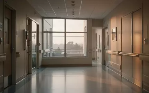Ein heller, leerer Krankenhausflur in den frühen Morgenstunden mit einfallendem Tageslicht. - Foto: über boerse-global.de