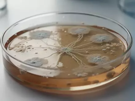 Nahaufnahme einer Petrischale mit mikrobiellen Kulturen auf einem sterilen Labortisch. - Foto: über boerse-global.de