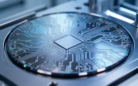 Nahaufnahme einer hochmodernen Halbleiter-Wafer-Struktur in einer sauberen Industrieumgebung. - Foto: über boerse-global.de