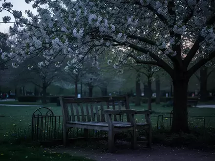 Symbolbild: Parkbank unter einem blühenden Baum - Foto: über boerse-global.de