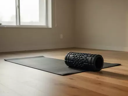 Ein minimalistischer Trainingsraum mit einer Schaumstoffrolle auf einer Matte bei natürlichem Lichteinfall. - Foto: über boerse-global.de