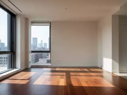 Ein leerer, sonnendurchfluteter Wohnraum in einer modernen Wohnung mit minimalistischem Design. - Foto: über boerse-global.de