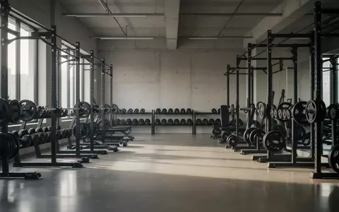 Ein leerer, minimalistischer Fitnessraum mit Hantelablagen in natürlichem Licht. - Foto: über boerse-global.de