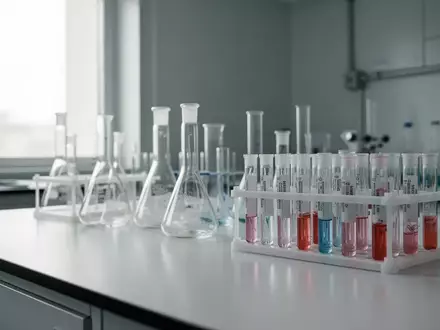 Saubere Laborumgebung mit Glasgefäßen und biologischen Proben auf einem weißen Tisch. - Foto: über boerse-global.de