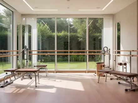 Ein helles, modern eingerichtetes Physiotherapiestudio mit Sprossenwand und professionellen Trainingsgeräten. - Foto: über boerse-global.de