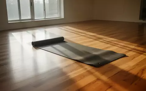 Eine ausgerollte Yogamatte in einem hellen, minimalistischen Trainingsraum mit Holzboden und natürlichem Lichteinfall. - Foto: über boerse-global.de