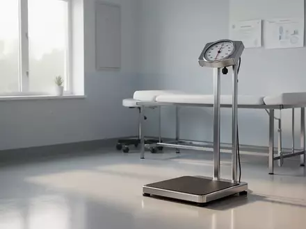 Ein minimalistischer, heller Behandlungsraum in einer medizinischen Praxis mit einer Waage auf dem Boden. - Foto: über boerse-global.de