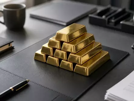 Goldbarren auf einem Schreibtisch bei natürlichem Lichteinfall - Foto: über boerse-global.de