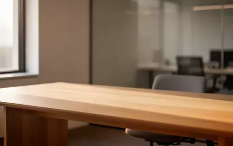 Ein minimalistischer, heller Arbeitsplatz mit einem leeren Schreibtisch in sanftem Tageslicht. - Foto: über boerse-global.de