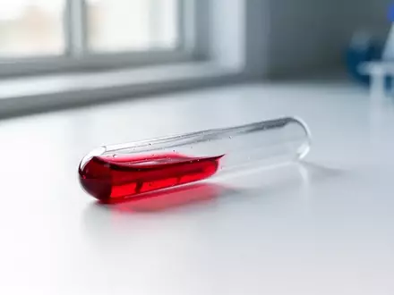 Ein medizinisches Reagenzglas mit Blutprobe in einem sterilen Laborraum. - Foto: ĂĽber boerse-global.de