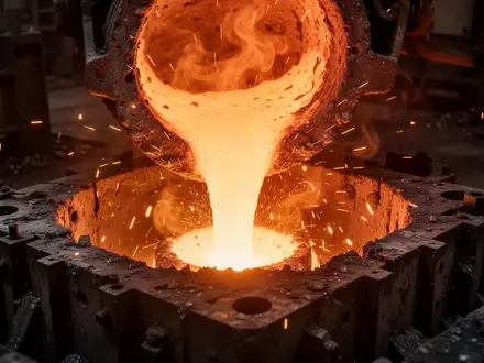 Glühendes flüssiges Metall in einer Industriegießerei bei der Verarbeitung von Stahl. - Foto: über boerse-global.de