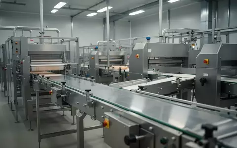 Industrielle Produktionsanlage mit Edelstahloberflächen in einer lebensmittelverarbeitenden Fabrik. - Foto: über boerse-global.de