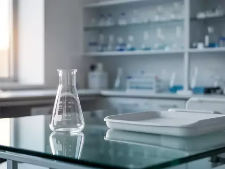 Ein minimalistisches, klinisches Labor mit sauberen Glasgeräten in einer ruhigen, hellen Umgebung. - Foto: über boerse-global.de