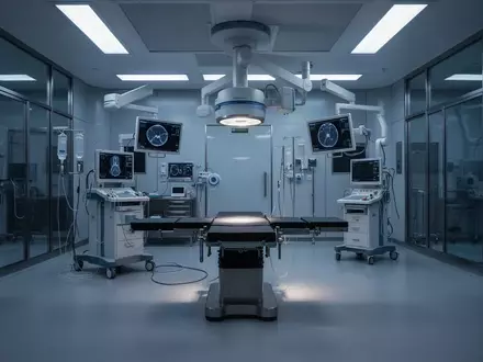 Ein moderner, steriler Herzkatheter-Messplatz in einem Krankenhaus ohne Personen. - Foto: über boerse-global.de