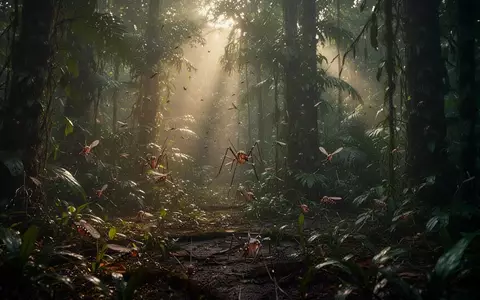 Dichter tropischer Regenwald bei Sonnenaufgang, der den natürlichen Lebensraum von Mücken zeigt. - Foto: über boerse-global.de