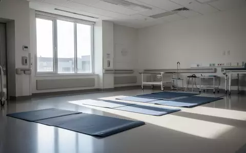 Ein heller, minimalistischer Therapieraum mit ausgelegten Gymnastikmatten in einer Klinik, ohne Personen. - Foto: über boerse-global.de