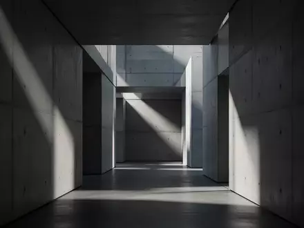 Ein minimalistischer, schattiger Korridor in einem modernen Bankgebäude ohne Menschen. - Foto: über boerse-global.de