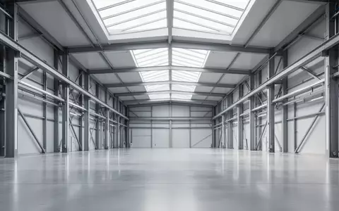 Eine moderne, minimalistische Industriehalle mit polierten Betonböden und architektonischer Präzision. - Foto: über boerse-global.de
