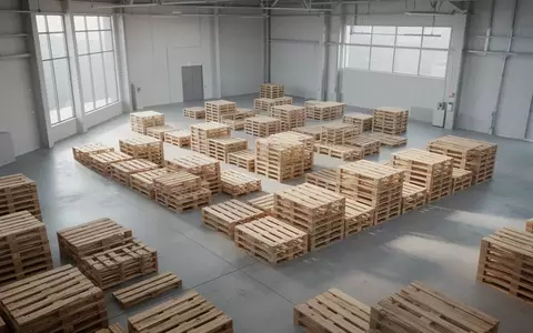 Leeres Lagerhaus mit sauberen Holzpaletten auf einem Betonboden in einer modernen Industriehalle. - Foto: über boerse-global.de