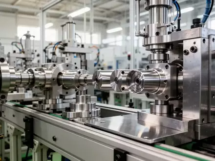 Nahaufnahme einer industriellen Fertigungsanlage mit präzisen mechanischen Gelenken und polierten Stahlkomponenten. - Foto: über boerse-global.de