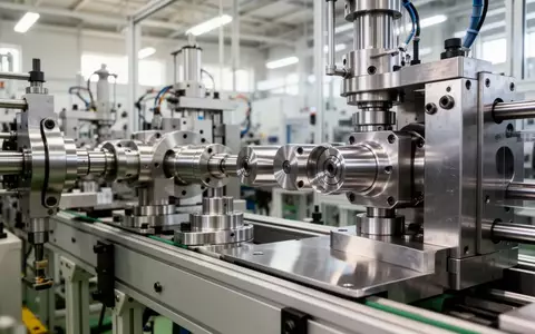 Nahaufnahme einer industriellen Fertigungsanlage mit präzisen mechanischen Gelenken und polierten Stahlkomponenten. - Foto: über boerse-global.de