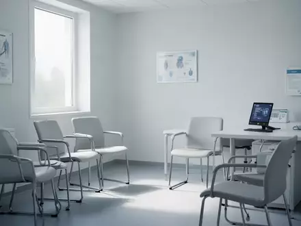 Ein heller, minimalistischer Behandlungsraum in einer Klinik mit leeren Stühlen und natürlichem Lichteinfall. - Foto: über boerse-global.de