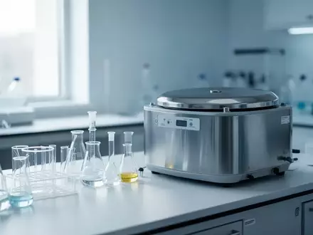 Ein steriler Labortisch mit medizinischen Geräten und Glaswaren in einer hellen, modernen Forschungsumgebung. - Foto: über boerse-global.de