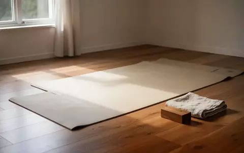 Eine minimalistische Yoga-Matte auf einem Holzboden in einem hellen, ruhigen Raum mit sanftem Tageslicht. - Foto: über boerse-global.de