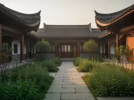 Ein ruhiger Innenhof einer akademischen Institution in Jiangxi mit traditioneller Architektur und Gartenanlagen. - Foto: über boerse-global.de