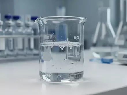 Ein Laborbecher mit einer klaren Flüssigkeit in einer sterilen Forschungsumgebung. - Foto: über boerse-global.de