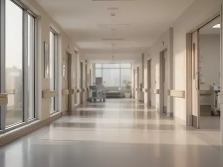 Ein heller, moderner Klinikflur mit Tageslicht und einer ruhigen, professionellen Atmosphäre. - Foto: über boerse-global.de