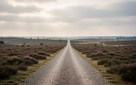 Eine weite, ländliche Heidelandschaft in Norddeutschland mit einem geraden, unbefestigten Weg, der zum Horizont führt. - Foto: über boerse-global.de