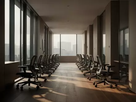 Ein leerer, modern gestalteter Büroflur mit natürlichem Lichteinfall und minimalistischer Einrichtung als Symbol für Arbeitskultur. - Foto: über boerse-global.de