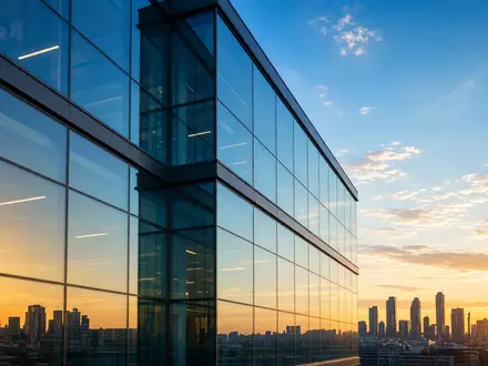 Ein modernes Bürogebäude aus Glas im Sonnenlicht, das die Skyline reflektiert. - Foto: über boerse-global.de