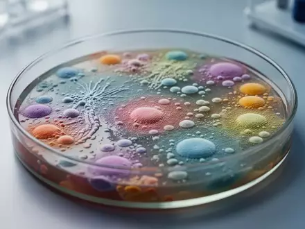 Nahaufnahme von bakteriellen Kulturen in einer Laborschale, die die Vielfalt des menschlichen Mikrobioms veranschaulicht. - Foto: über boerse-global.de