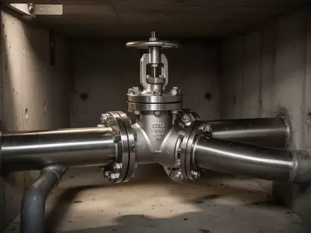 Ein metallisches Ventil- und Rohrleitungssystem innerhalb eines städtischen Wasserversorgungsbauwerks. - Foto: über boerse-global.de