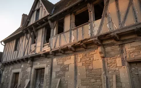 Fassade eines denkmalgeschützten Gebäudes während einer Sanierung mit sichtbarem Mauerwerk und historischer Bausubstanz. - Foto: über boerse-global.de