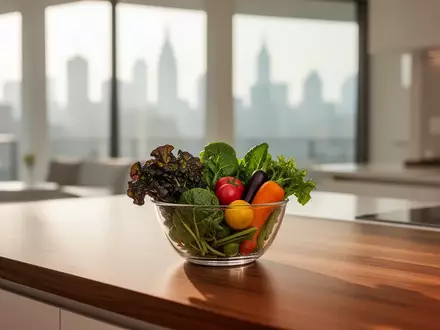 Frisches, rohes Gemüse in einer minimalistischen, lichtdurchfluteten Stadtküche als Symbol für nährstoffreiche Ernährung. - Foto: über boerse-global.de