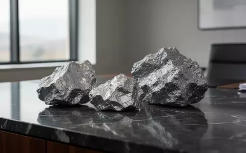 Rohe Zinnerzproben liegen auf einer dunklen Oberfläche in einem modernen Büro. - Foto: über boerse-global.de