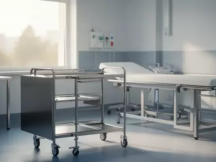Ein minimalistischer, heller medizinischer Untersuchungsraum in einem Krankenhaus bei natürlichem Tageslicht. - Foto: über boerse-global.de