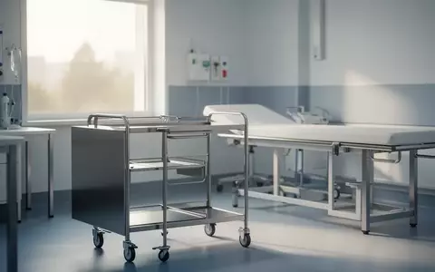 Ein minimalistischer, heller medizinischer Untersuchungsraum in einem Krankenhaus bei natürlichem Tageslicht. - Foto: über boerse-global.de